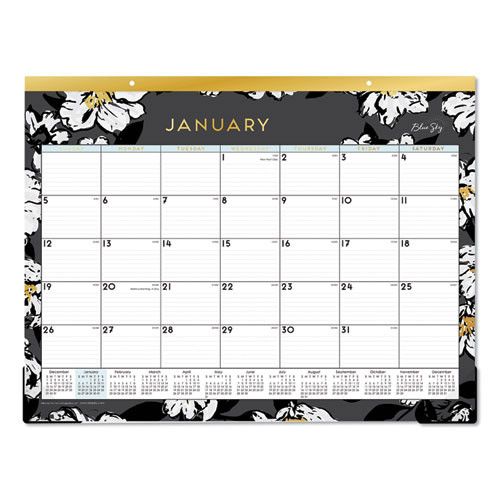 Baccara Dark Desk Pad, Floral Artwork, 22 X 17, White/black/gold Sheets, Black Binding, 12-month (jan To Dec): 2025 Baccara Dark Desk Pad, Floral Artwork, 22 X 17, White/black/gold Sheets, Black Binding, 12-month (jan To Dec): 2025
