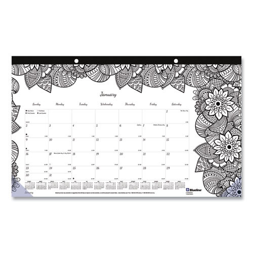 Monthly Desk Pad Calendar, Monthly Coloring Artwork, 17.75 X 10.88, Black Binding, Clear Corners, 12-month (jan To Dec): 2026 Monthly Desk Pad Calendar, Monthly Coloring Artwork, 17.75 X 10.88, Black Binding, Clear Corners, 12-month (jan To Dec): 2026