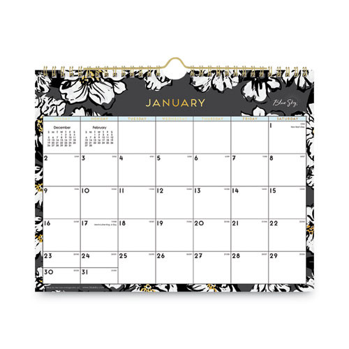 Baccara Dark Wall Calendar, Floral Artwork, 11 X 8.75, White/black/gold Sheets, 12-month (jan To Dec): 2025 Baccara Dark Wall Calendar, Floral Artwork, 11 X 8.75, White/black/gold Sheets, 12-month (jan To Dec): 2025