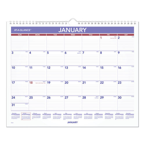 Monthly Wall Calendar, 15 X 12, White/red/blue Sheets, 12-month (jan To Dec): 2025 Monthly Wall Calendar, 15 X 12, White/red/blue Sheets, 12-month (jan To Dec): 2025