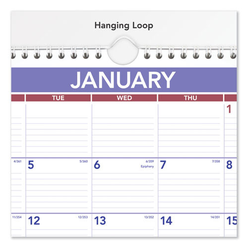 Monthly Wall Calendar, 15 X 12, White/red/blue Sheets, 12-month (jan To Dec): 2025 Monthly Wall Calendar, 15 X 12, White/red/blue Sheets, 12-month (jan To Dec): 2025