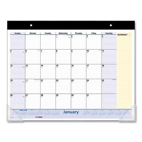 Quicknotes Desk Pad, 22 X 17, White/blue/yellow Sheets, Black Binding, Clear Corners, 13-month: Jan 2025 To Jan 2026 Quicknotes Desk Pad, 22 X 17, White/blue/yellow Sheets, Black Binding, Clear Corners, 13-month: Jan 2025 To Jan 2026