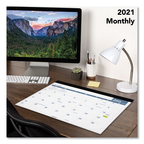 Easy-to-read Monthly Desk Pad, 22 X 17, White/blue Sheets, Black Binding, Clear Corners, 12-month (jan To Dec): 2025 Easy-to-read Monthly Desk Pad, 22 X 17, White/blue Sheets, Black Binding, Clear Corners, 12-month (jan To Dec): 2025
