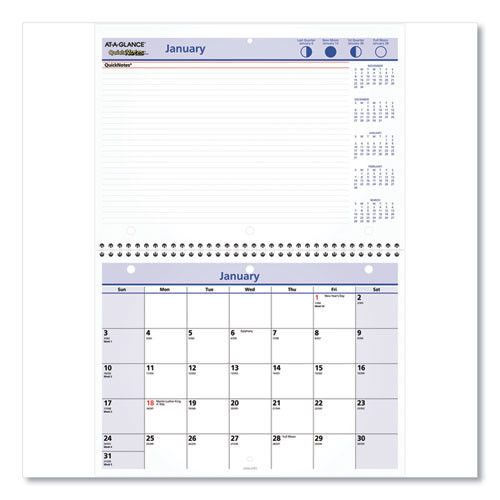 Quicknotes Desk/wall Calendar, 3-hole Punched, 11 X 8, White/blue/yellow Sheets, 12-month (jan To Dec): 2025 Quicknotes Desk/wall Calendar, 3-hole Punched, 11 X 8, White/blue/yellow Sheets, 12-month (jan To Dec): 2025