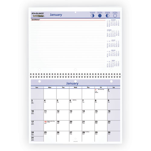 Quicknotes Desk/wall Calendar, 3-hole Punched, 11 X 8, White/blue/yellow Sheets, 12-month (jan To Dec): 2025 Quicknotes Desk/wall Calendar, 3-hole Punched, 11 X 8, White/blue/yellow Sheets, 12-month (jan To Dec): 2025