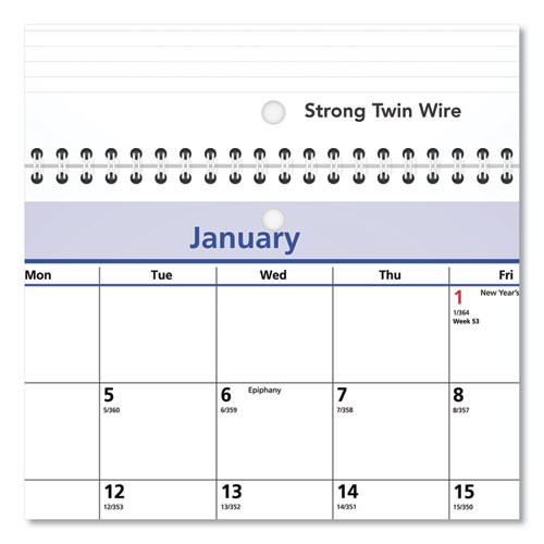 Quicknotes Desk/wall Calendar, 3-hole Punched, 11 X 8, White/blue/yellow Sheets, 12-month (jan To Dec): 2025 Quicknotes Desk/wall Calendar, 3-hole Punched, 11 X 8, White/blue/yellow Sheets, 12-month (jan To Dec): 2025