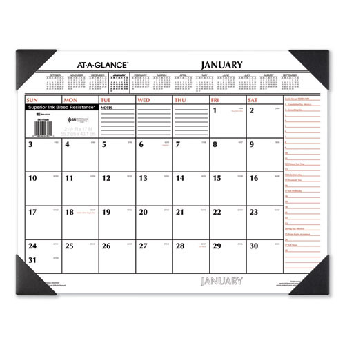 Two-color Monthly Desk Pad Calendar, 21.75 X 17, White Sheets, Black Corners, 12-month (jan To Dec): 2026 Two-color Monthly Desk Pad Calendar, 21.75 X 17, White Sheets, Black Corners, 12-month (jan To Dec): 2026