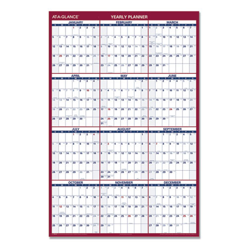 Erasable Vertical/horizontal Wall Planner, 32 X 48, White/blue/red Sheets, 12-month (jan To Dec): 2025 Erasable Vertical/horizontal Wall Planner, 32 X 48, White/blue/red Sheets, 12-month (jan To Dec): 2025