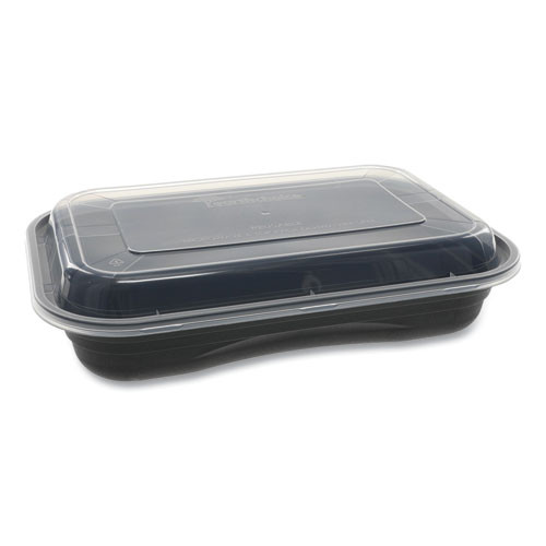 Earthchoice Versa2go Microwaveable Container, 27 Oz, 8.4 X 5.6 X 1.4, Black/clear, 150/carton