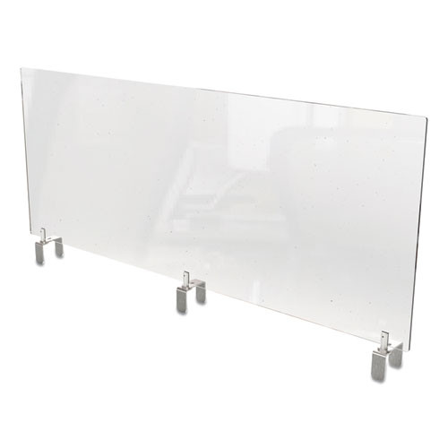 Clear Partition Extender With Attached Clamp, 36 X 3.88 X 18, Thermoplastic Sheeting Clear Partition Extender With Attached Clamp, 36 X 3.88 X 18, Thermoplastic Sheeting