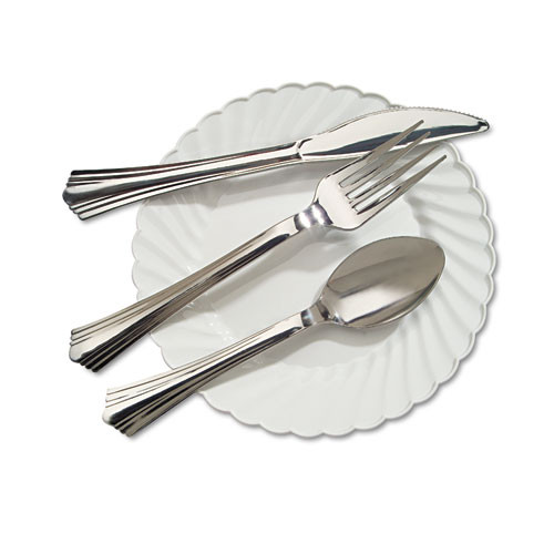 Reflections Heavyweight Plastic Utensils, Serving Tongs, Silver Reflections Heavyweight Plastic Utensils, Serving Tongs, Silver