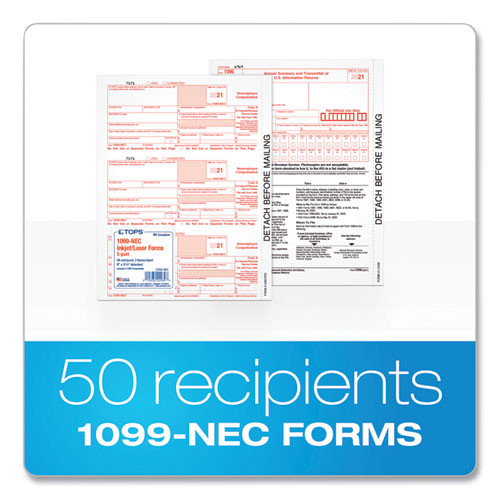 Five-part 1099-nec Tax Forms, 8.5 X 11, 3/page, 50/pack