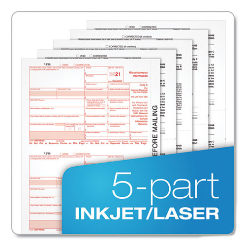 Five-part 1099-misc Tax Forms, 8.5 X 11, 2/page, 50/pack