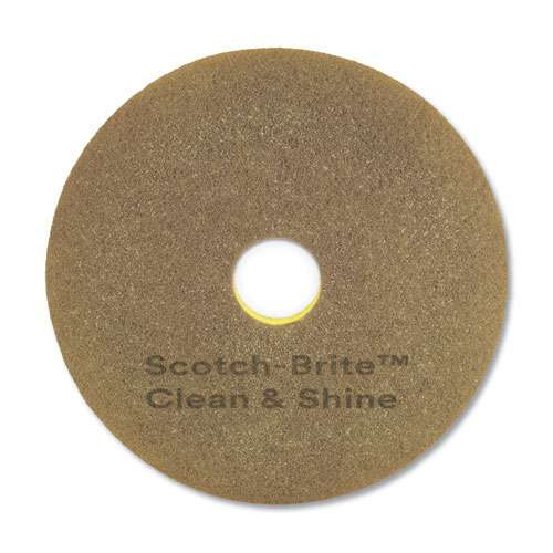 Clean And Shine Pad, 20" Diameter, Brown/yellow, 5/carton Clean And Shine Pad, 20" Diameter, Brown/yellow, 5/carton