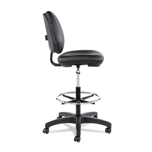 Alera Interval Series Swivel Task Stool, Supports Up To 275 Lb, 23.93" To 34.53" Seat Height, Black Faux Leather Alera Interval Series Swivel Task Stool, Supports Up To 275 Lb, 23.93" To 34.53" Seat Height, Black Faux Leather