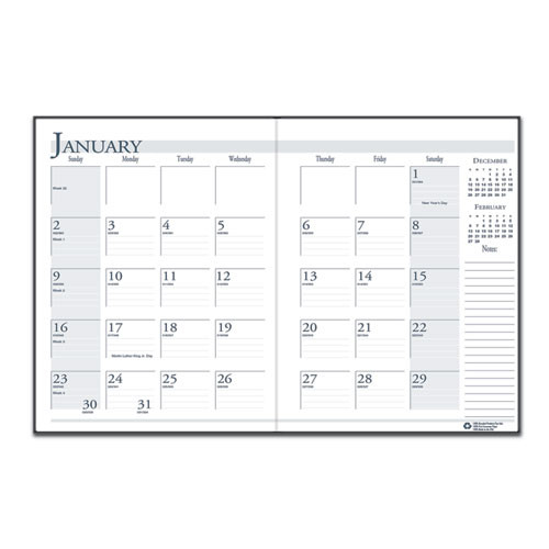 Recycled Ruled 14-month Planner With Stitched Leatherette Cover, 10 X 7, Black Cover, 14-month (dec To Jan): 2022 To 2024 Recycled Ruled 14-month Planner With Stitched Leatherette Cover, 10 X 7, Black Cover, 14-month (dec To Jan): 2022 To 2024
