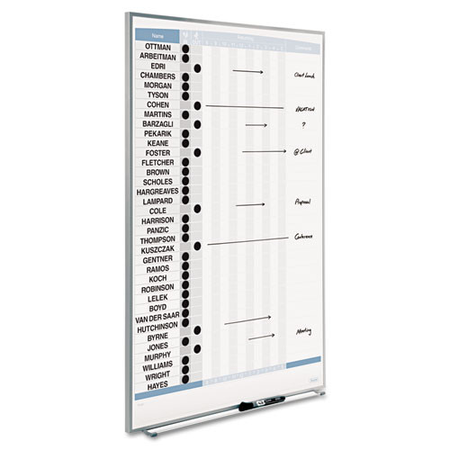 Vertical Matrix Employee Tracking Board, 34 X 23, Aluminum Frame
