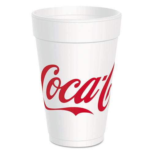 Coca-cola Foam Cups, 16 Oz, White/red, 25/bag, 40 Bags/carton