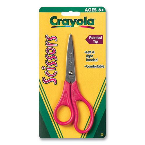 Stainless Steel Kid's Scissors, 5.38" Cut Length, Red Straight Handle
