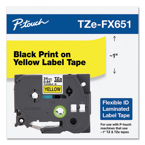 Tze Flexible Tape Cartridge For P-touch Labelers, 0.94" X 26.2 Ft, Black On Yellow Tze Flexible Tape Cartridge For P-touch Labelers, 0.94" X 26.2 Ft, Black On Yellow