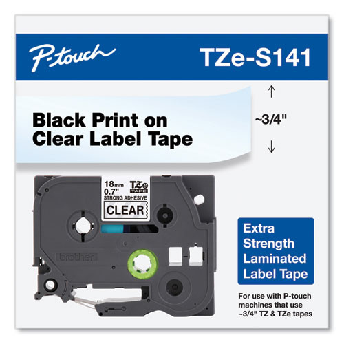 Tze Extra-strength Adhesive Laminated Labeling Tape, 0.7" X 26.2 Ft, Black On Clear Tze Extra-strength Adhesive Laminated Labeling Tape, 0.7" X 26.2 Ft, Black On Clear