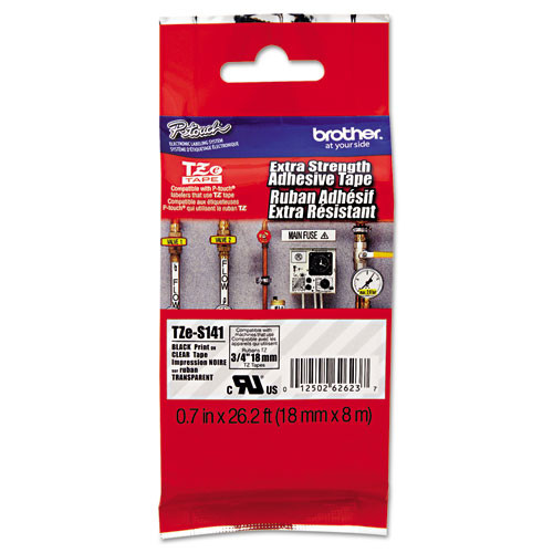 Tze Extra-strength Adhesive Laminated Labeling Tape, 0.7" X 26.2 Ft, Black On Clear Tze Extra-strength Adhesive Laminated Labeling Tape, 0.7" X 26.2 Ft, Black On Clear