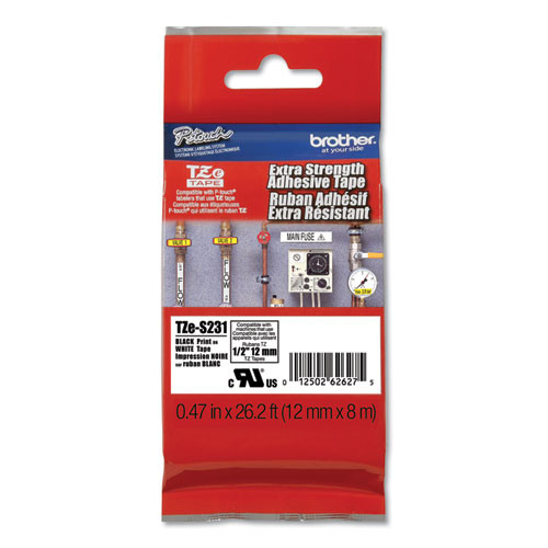 Tze Extra-strength Adhesive Laminated Labeling Tape, 0.7" X 26.2 Ft, Black On Clear Tze Extra-strength Adhesive Laminated Labeling Tape, 0.7" X 26.2 Ft, Black On Clear