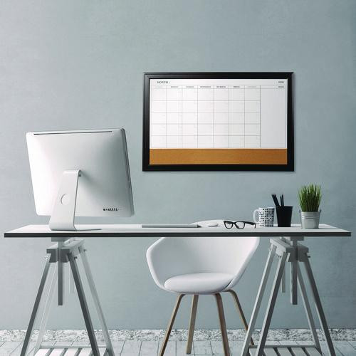 Magnetic Combination Board Calendar, Monthly Planning/scheduling, 35" X 23", Tan/white Surface, Black Wood Frame Magnetic Combination Board Calendar, Monthly Planning/scheduling, 35" X 23", Tan/white Surface, Black Wood Frame