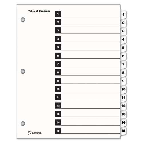 Onestep Printable Table Of Contents And Dividers, 15-tab, 1 To 15, 11 X 8.5, White, 1 Set
