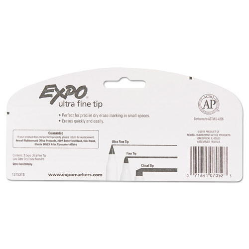 Low-odor Dry-erase Marker, Extra-fine Needle Tip, Black, 2/pack