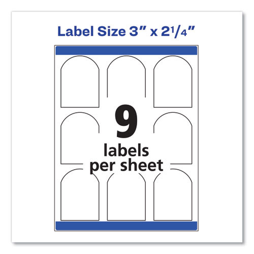 Textured Arched Print-to-the-edge Labels, Laser Printers, 3 X 2.25, White, 9/sheet, 10 Sheets/pack Textured Arched Print-to-the-edge Labels, Laser Printers, 3 X 2.25, White, 9/sheet, 10 Sheets/pack