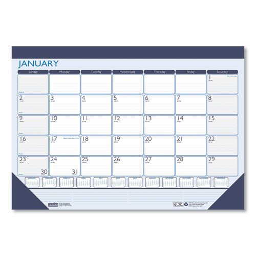 Recycled Contempo Desk Pad Calendar, 18.5 X 13, White/blue Sheets, Blue Binding, Blue Corners, 12-month (jan To Dec): 2025 Recycled Contempo Desk Pad Calendar, 18.5 X 13, White/blue Sheets, Blue Binding, Blue Corners, 12-month (jan To Dec): 2025