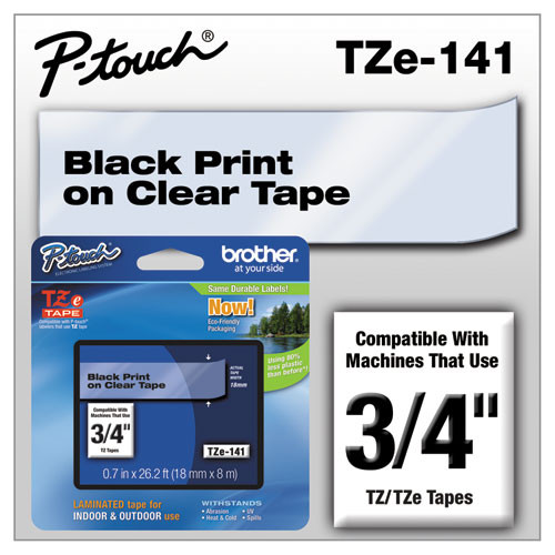 Tze Standard Adhesive Laminated Labeling Tape, 0.7" X 26.2 Ft, Black On Clear Tze Standard Adhesive Laminated Labeling Tape, 0.7" X 26.2 Ft, Black On Clear