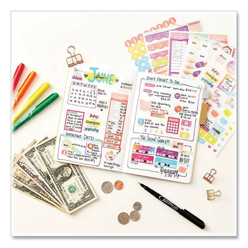 Budgeting Planner Stickers, Budget Theme, Assorted Colors, 1,224/pack