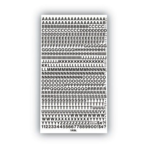Press-on Vinyl Letters And Numbers, Self Adhesive, Black, 1/4"h, 610/pack Press-on Vinyl Letters And Numbers, Self Adhesive, Black, 1/4"h, 610/pack