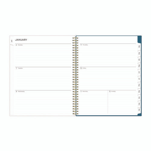 Bakah Blue Weekly/monthly Planner, Floral Artwork, 11 X 8.5, Blue/white Cover, 12-month (jan To Dec): 2025 Bakah Blue Weekly/monthly Planner, Floral Artwork, 11 X 8.5, Blue/white Cover, 12-month (jan To Dec): 2025