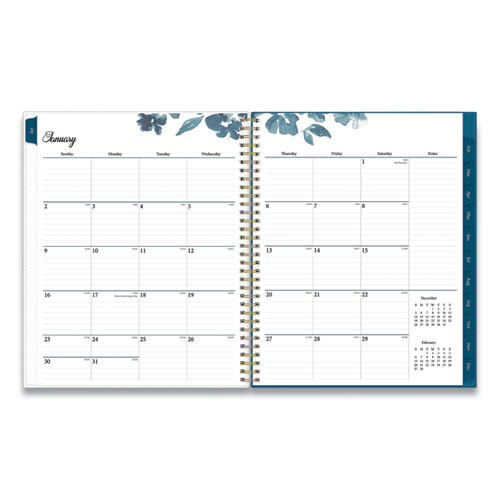 Bakah Blue Weekly/monthly Planner, Floral Artwork, 11 X 8.5, Blue/white Cover, 12-month (jan To Dec): 2025 Bakah Blue Weekly/monthly Planner, Floral Artwork, 11 X 8.5, Blue/white Cover, 12-month (jan To Dec): 2025