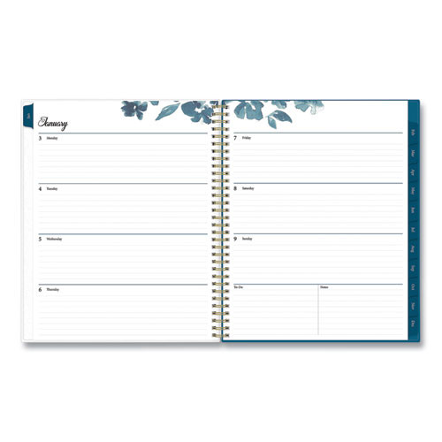 Bakah Blue Weekly/monthly Planner, Floral Artwork, 11 X 8.5, Blue/white Cover, 12-month (jan To Dec): 2025 Bakah Blue Weekly/monthly Planner, Floral Artwork, 11 X 8.5, Blue/white Cover, 12-month (jan To Dec): 2025