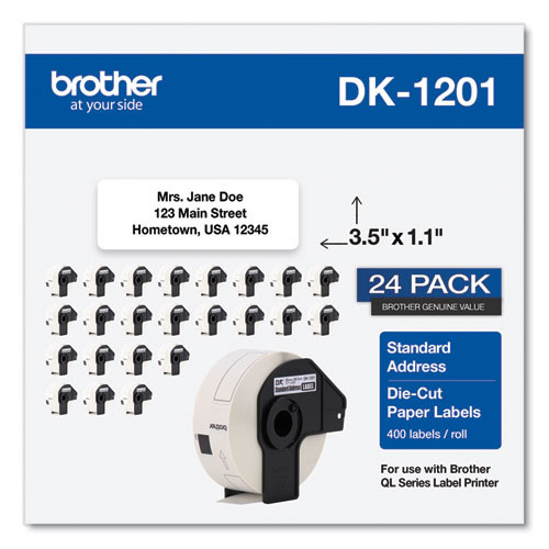 Die-cut Address Labels, 1.1 X 3.5, White, 400/roll, 24 Rolls/pack Die-cut Address Labels, 1.1 X 3.5, White, 400/roll, 24 Rolls/pack