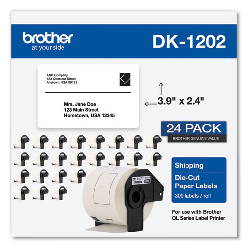 Die-cut Shipping Labels, 2.4 X 3.9, White, 300/roll, 24 Rolls/pack Die-cut Shipping Labels, 2.4 X 3.9, White, 300/roll, 24 Rolls/pack