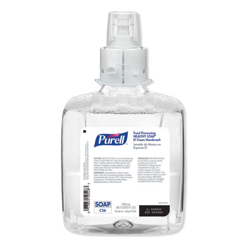Food Processing Healthy Soap E1 Foam Handwash, For Cs6 Dispensers, Fragrance-free, 1,200 Ml, 2/carton