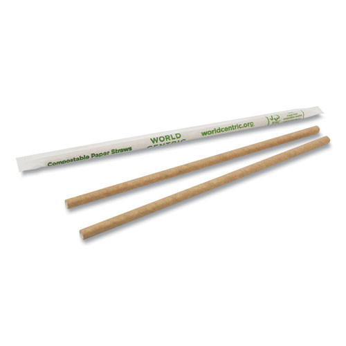 Sustainable Kraft Paper Straws, Wrapped, 8", Natural, 6,000/carton Sustainable Kraft Paper Straws, Wrapped, 8", Natural, 6,000/carton