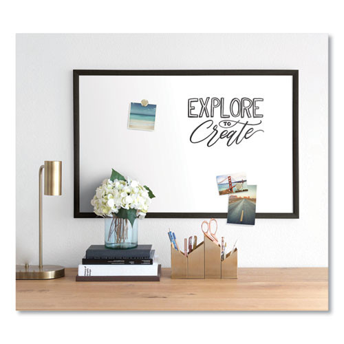 Magnetic Dry Erase Board With Mdf Frame, 36 X 24, White Surface, Black Frame