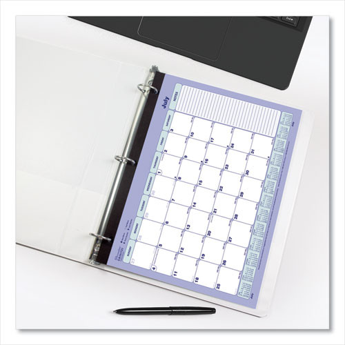 Academic 13-month Binder-insertable Desk Pad Calendar, 11 X 8.5, White/blue/green Sheets, 13-month: July 2025 To July 2026