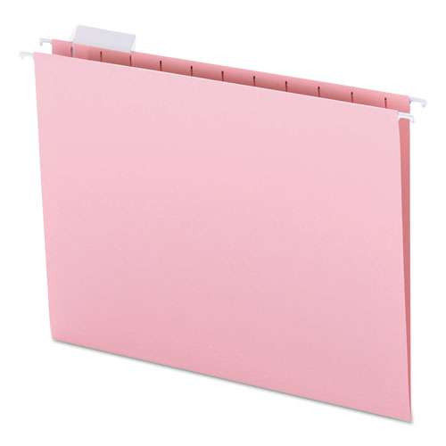 Colored Hanging File Folders With 1/5 Cut Tabs, Letter Size, 1/5-cut Tab, Pink, 25/box