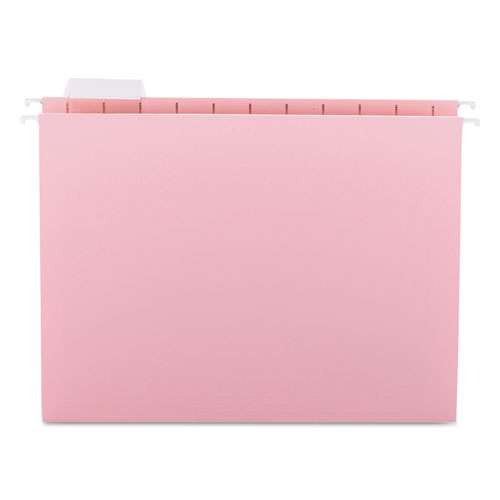 Colored Hanging File Folders With 1/5 Cut Tabs, Letter Size, 1/5-cut Tab, Pink, 25/box