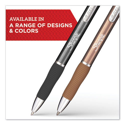 Sharpie S-Gel Premium Metal Barrel Gel Pen, Retractable, Medium 0.7 mm, Black Ink, Black Barrel, 4/Pack