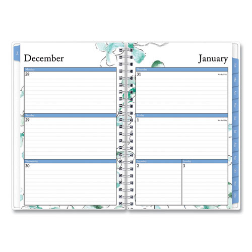Lindley Weekly/monthly Planner, Lindley Floral Artwork, 8 X 5, White/blue/green Cover, 12-month (jan To Dec): 2024 Lindley Weekly/monthly Planner, Lindley Floral Artwork, 8 X 5, White/blue/green Cover, 12-month (jan To Dec): 2024