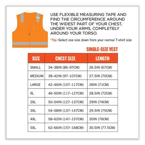 Glowear 8249z-s Single Size Class 2 Economy Surveyors Zipper Vest, Polyester, 3x-large, Orange Glowear 8249z-s Single Size Class 2 Economy Surveyors Zipper Vest, Polyester, 3x-large, Orange