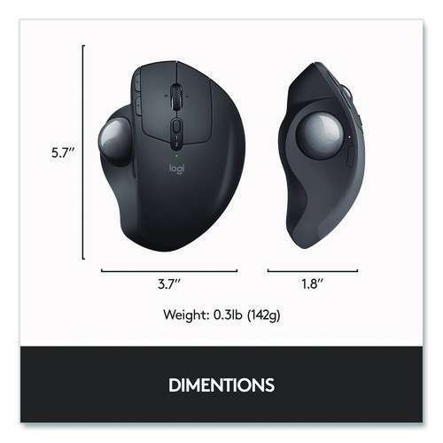 Mx Ergo Plus Advanced Wireless Trackball Mouse, 2.4 Ghz Frequency/33 Ft Wireless Range, Right Hand Use, Black Mx Ergo Plus Advanced Wireless Trackball Mouse, 2.4 Ghz Frequency/33 Ft Wireless Range, Right Hand Use, Black